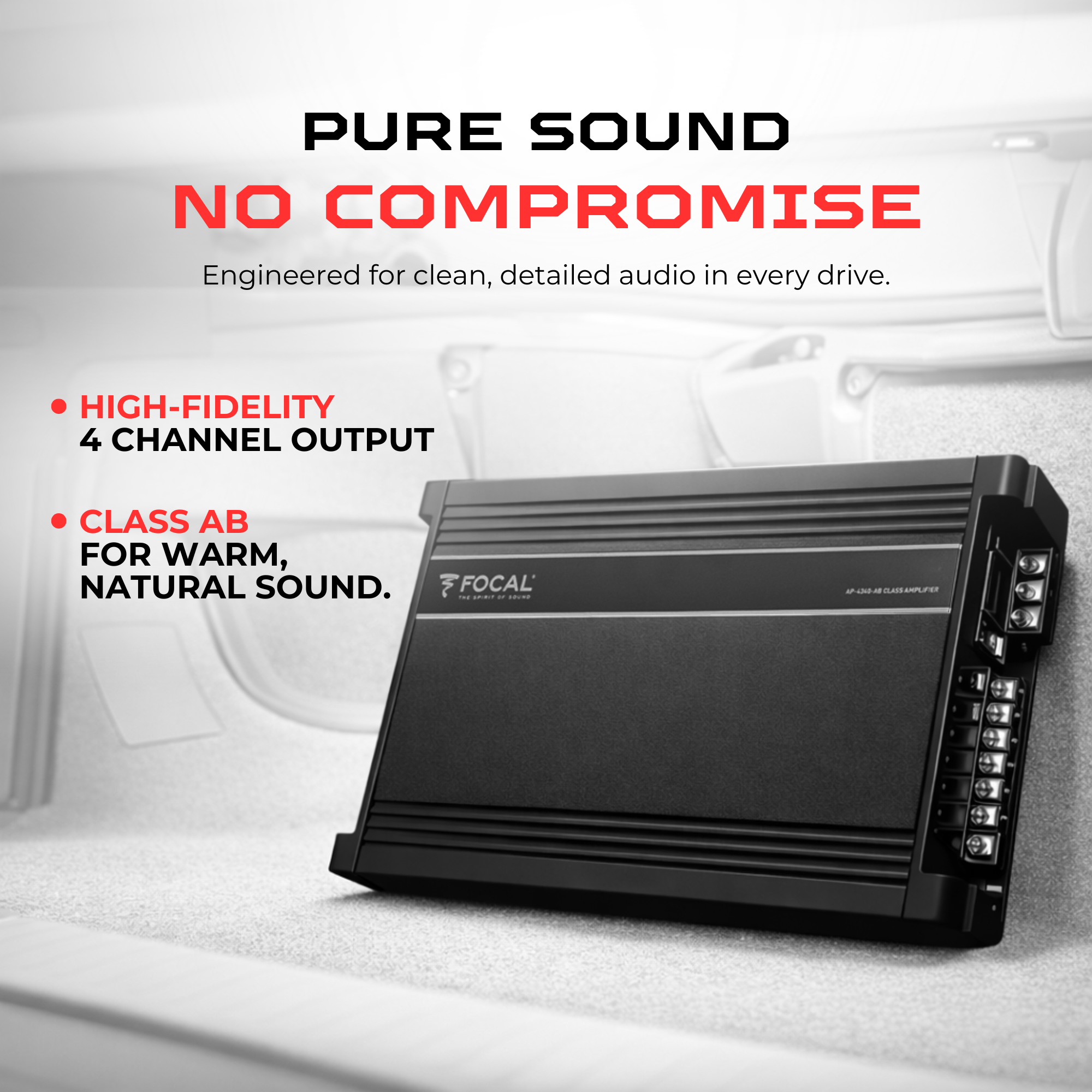 Focal Auditor AP-4340 4-Channel Amplifier – Powerful 4-Channel Car Amplifier with Clean Output & Dynamic Performance